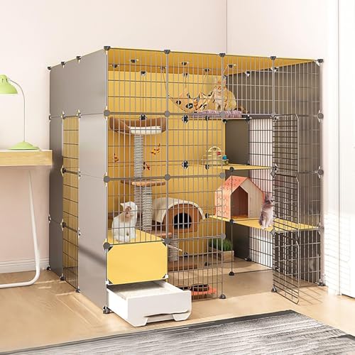 Generic Großer Katzenkäfig für den Innenbereich mit Katzenklo – DIY Katzenlaufstall für Kleintiere – geräumig (147 x 141 x 147 cm) von Generisch