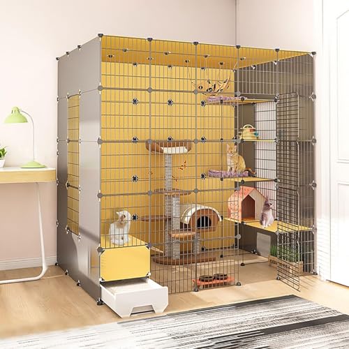 Generic Großer Katzenkäfig für den Innenbereich mit Katzenklo – DIY Katzenlaufstall für Kleintiere – geräumig (183 x 141 x 183 cm) von Generisch