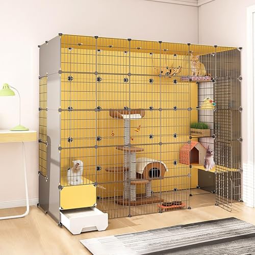 Generic Großer Katzenkäfig für den Innenbereich mit Katzenklo – DIY Katzenlaufstall für Kleintiere – geräumig (219 x 95 x 183 cm) von Generisch