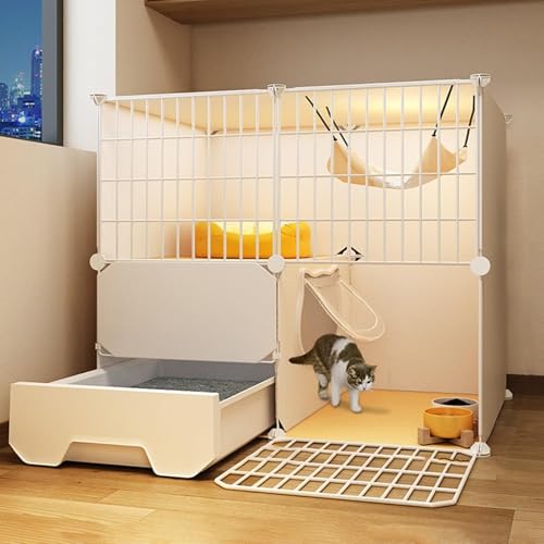 Generic Großer Katzenkäfig für den Innenbereich mit abnehmbarer Katzentoilette – DIY Katzenlaufstall für Katzen & Frettchen – Metalldraht-Gehege für 1-2 Haustiere Generic Großer Katzenkäfig für den Innenbereich mit abnehmbarer Katzentoilette – DIY Katzenlaufstall für Katzen & Frettchen – Metalldraht-Gehege für 1-2 Haustiere von Generisch