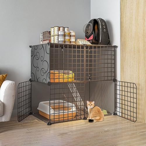 Generic Großer zusammenklappbarer Haustierkäfig für Kleintiere, Metall, Kleintierkäfig, Freiraum für Balkon im Innenbereich (75 x 49 x 73 cm) von Generisch