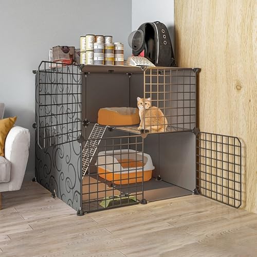 Generic Großer zusammenklappbarer Haustierkäfig für Kleintiere, Metall, Kleintierkäfig, Freiraum für Balkon im Innenbereich (75 x 75 x 73 cm) von Generisch