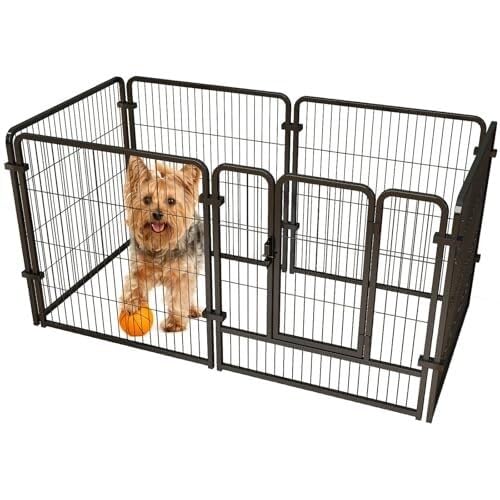 Generic Haustierkäfig, Haustierkäfig, Laufstall, 6 Paneele, für den Innenbereich, tragbarer Welpenzwinger, robustes Metallgehäuse, für den Außenbereich, für kleine, mittelgroße Hunde, Kaninchen von Generisch