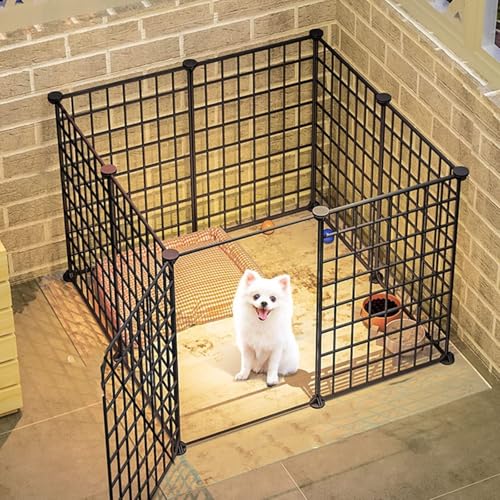 Generic Hunde-Laufstall – Katzenlaufstall, Welpengehege, Hundegehege für den Innenbereich, Haustier-Laufstall, DIY Kleintierkäfig für drinnen und draußen, Metalldraht, Hofzaun mit Tür (111 x 111 x 47 von Generisch