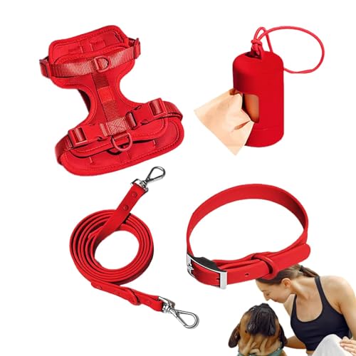 Hundegeschirr-Set – verstellbares Hundegeschirr mit Halsband, multifunktionales Leinen-Set für mittelgroße Hunde, einfaches Gehen für den Alltag, verstellbares Hundehalsband, modisch von Generisch