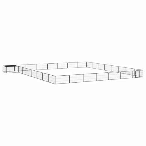 Generic Iiaky 32-Panel Laufgitter für Hunde, schwarz, 100 x 50 cm, pulverbeschichteter Stahl, geeignet für Hunde/Welpen/Katzen & Kaninchen, faltbar, ideal für den Innen- und Außenbereich von Generisch