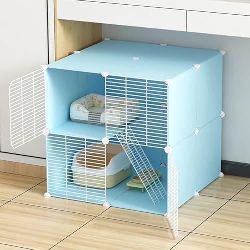 Generic Kätzchenkäfig für Indoor-Katzen, 1,5 cm verschlüsseltes Gitterspalt-Kätzchengehege, Katzenkäfig, Frettchenkäfig, Innenbereich, Haustierheim für 1–2 Katzen und Kleintiere (Farbe: Weiß, Größe von Generisch