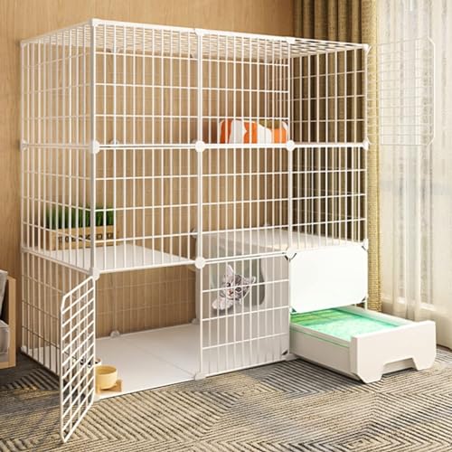 Generic Katzen-Laufstall – DIY Haustier-Trainingszaun mit Tür und Katzentoilette für Kleintiere (C,111 x 49 x 109 cm-B) von Generisch