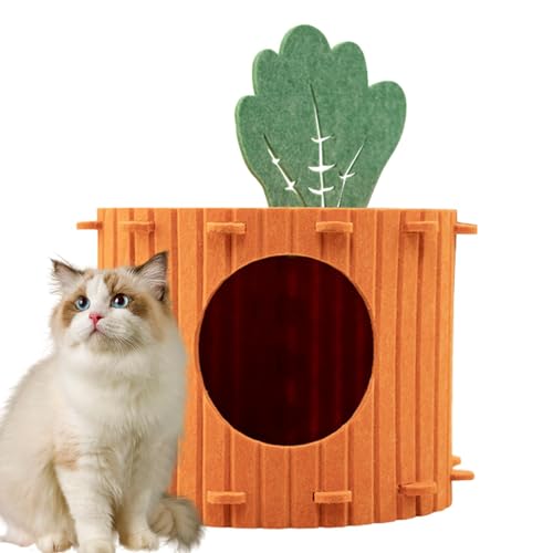 Generic Katzenfilz-Höhle | Halbgeschlossene Haushöhle für Indoor-Katzen | Anti-Kratzer Indoor Katzen Ruhebett Stapelbare Tiere Bettwäsche Haus für Camping, Balkon, Schlafzimmer von Generisch