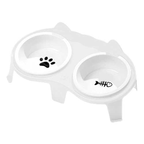 Generic Katzenfutter- und Wassernapf-Set aus Keramik, für Haustiere, Wasser- und Futternapf, für den Innenbereich, mit Haken und Wasserspender, erhöhter, geneigter Napf mit Ständer für Katzen und von Generisch