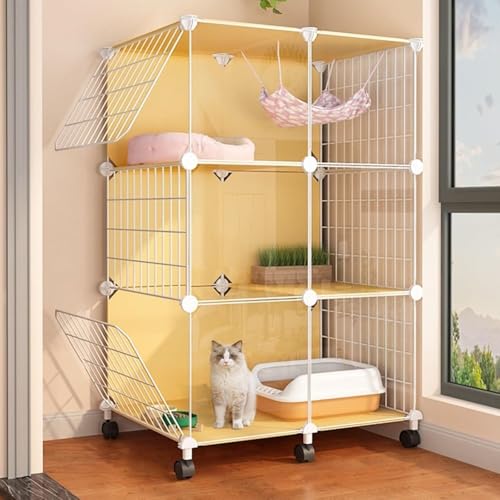 Generic Katzengehege, Kätzchenkäfig für den Innenbereich, Katzenkäfig, Zubehör, abnehmbarer Metalldraht, Hundekäfig, Katzenkäfig, Haustierkäfig für Katzen (gelb, 75 cm L x 39 cm B x 112 cm H) Generic Katzengehege, Kätzchenkäfig für den Innenbereich, Katzenkäfig, Zubehör, abnehmbarer Metalldraht, Hundekäfig, Katzenkäfig, Haustierkäfig für Katzen (gelb, 75 cm L x 39 cm B x 112 cm H) von Generisch