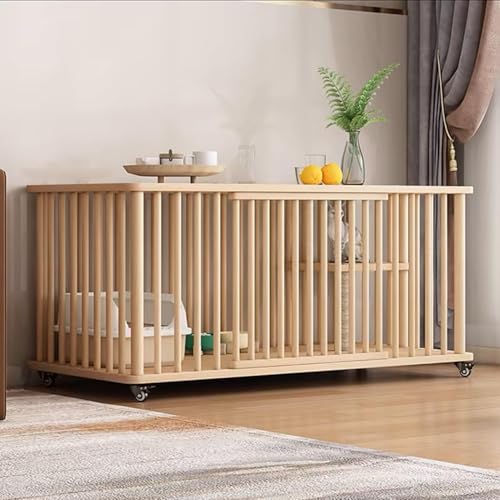 Generic Katzengehege aus Holz, großer Haustierkäfig mit 2 Türen, Rollen und Sisal-Springbrett für 1–2 Katzen, einfache Montage, Holzfarbe, Größe L, 1 Schicht Generic Katzengehege aus Holz, großer Haustierkäfig mit 2 Türen, Rollen und Sisal-Springbrett für 1–2 Katzen, einfache Montage, Holzfarbe, Größe L, 1 Schicht von Generisch
