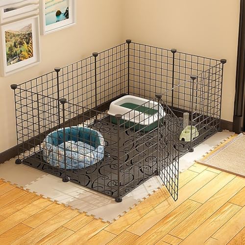 Generic Katzenhaus Haustier-Laufstall mit Tür – Kleintiergehege für drinnen und draußen – DIY Metall-Haustierzaun für Katzen und Kleintiere (108 x 72 x 46 cm b) von Generisch