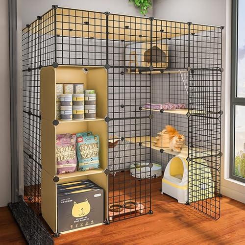 Generic Katzenkäfig – Laufstall für Katzen, zum Selbermachen, Metallgehege, Netz, Übungshof, Zaunkäfig, Kleintierkäfig mit Tür, Weiß (C8) von Generisch