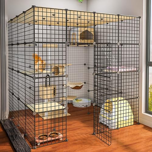 Generic Katzenkäfig – Laufstall für Katzen, zum Selbermachen, Metallgehege, Netz, Übungshof, Zaunkäfig, Kleintierkäfig mit Tür, Weiß (C9) von Generisch
