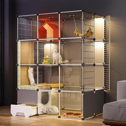 Generic Katzenkäfig für drinnen und draußen, Katzenkäfig mit Katzentoilette, Haustier-Laufstall für Katzen, transparentes Design, Hundehütten für Katzen, leicht zu reinigen Generic Katzenkäfig für drinnen und draußen, Katzenkäfig mit Katzentoilette, Haustier-Laufstall für Katzen, transparentes Design, Hundehütten für Katzen, leicht zu reinigen von Generisch