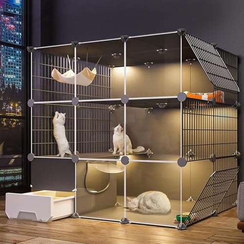 Generic Katzenkäfig für drinnen und draußen, Katzenkäfig mit Katzentoilette, Haustier-Laufstall für Katzen, transparentes Design, Hundehütten für Katzen, leicht zu reinigen Generic Katzenkäfig für drinnen und draußen, Katzenkäfig mit Katzentoilette, Haustier-Laufstall für Katzen, transparentes Design, Hundehütten für Katzen, leicht zu reinigen von Generisch