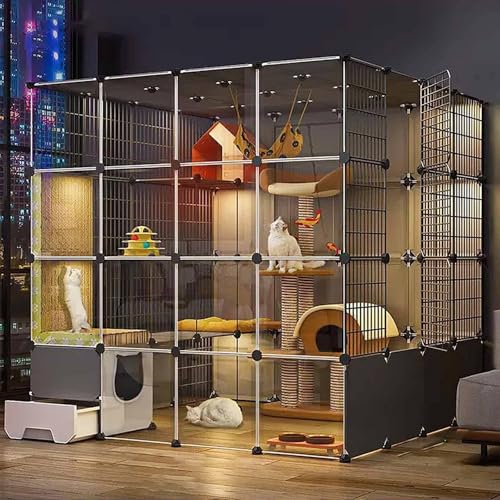 Generic Katzenkäfig für drinnen und draußen, Katzenkäfig mit Katzentoilette, Haustier-Laufstall für Katzen, transparentes Design, Hundehütten für Katzen, leicht zu reinigen Generic Katzenkäfig für drinnen und draußen, Katzenkäfig mit Katzentoilette, Haustier-Laufstall für Katzen, transparentes Design, Hundehütten für Katzen, leicht zu reinigen von Generisch