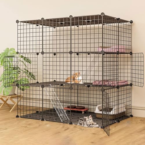 Generic Katzenkäfig und Frettchen-Laufstall für den Innenbereich, Metalldraht, für Kleintiere, ideal für Kätzchen und Meerschweinchen (111 x 75 x 109 cm) von Generisch