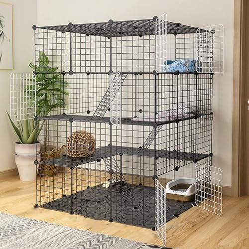 Generic Katzenkäfig und Laufstall für Frettchen, Metalldraht, für Kleintiere, ideal für Kätzchen und Meerschweinchen (111 x 111 x 146 cm) von Generisch