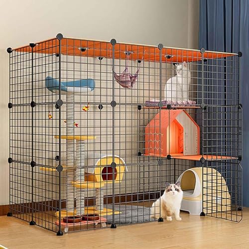 Generic Katzenkäfige für den Innenbereich, groß, mit Dach, Kätzchengehege, Katzenhaus, mehrschichtiges Design, einfache Montage, verschiedene Größen, 2 Farben, Paket a-109 x 74 x 109, Schwarz (Paket C Generic Katzenkäfige für den Innenbereich, groß, mit Dach, Kätzchengehege, Katzenhaus, mehrschichtiges Design, einfache Montage, verschiedene Größen, 2 Farben, Paket a-109 x 74 x 109, Schwarz (Paket C von Generisch