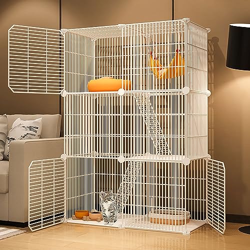 Generic Katzenkäfige für den Innenbereich, große Katzenkiste, DIY Haustier-Laufstall, Katzenhaus, Kätzchengehege, abnehmbar, extra Katze, großer Übungsplatz, ideal für Katzen, Schwarz/Weiß (Farbe von Generisch