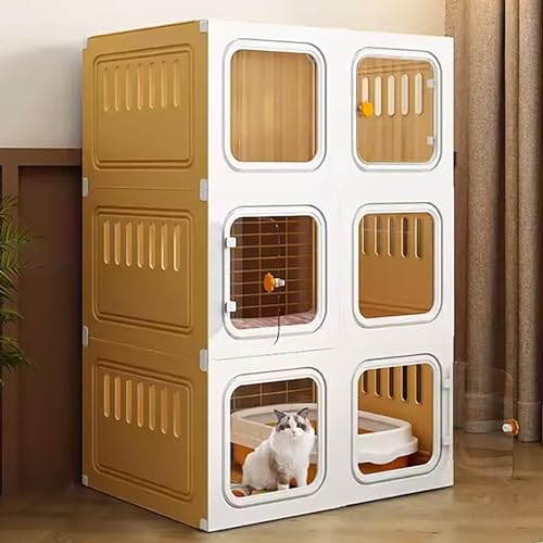Generic Katzenkäfiggehege für den Innenbereich – DIY Katzenlaufstall mit Katzentoilette, Hängematte und Platz für 1–2 Katzen, Frettchen, Chinchillas und Kaninchen (71 x 46 x 106 cm) von Generisch