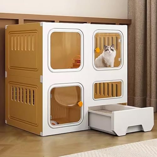 Generic Katzenkäfiggehege für den Innenbereich – DIY Katzenlaufstall mit Katzentoilette, Hängematte und Platz für 1–2 Katzen, Frettchen, Chinchillas und Kaninchen (71 x 46 x 71 cm (B)) von Generisch