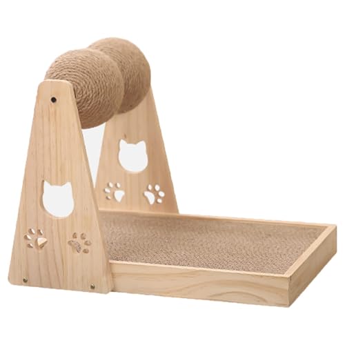 Generic Katzenkratzbrett mit doppeltem drehbarem Ball, stabiler Holzkratzer, Sisalball, interaktives Spielzeug für den Innenbereich, Kätzchen schleifen Krallen Geschenk Generic Katzenkratzbrett mit doppeltem drehbarem Ball, stabiler Holzkratzer, Sisalball, interaktives Spielzeug für den Innenbereich, Kätzchen schleifen Krallen Geschenk von Generisch