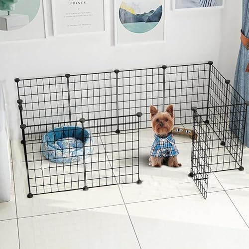 Generic Katzenlaufstall – Katzenkäfig, Laufstall für Haustiere, Metallgehege, Netz, Übungshof, Zaunkäfig mit Tür für kleine Haustiere (C3) von Generisch