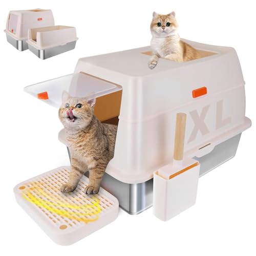 Generic Katzentoilette aus Edelstahl – Geschlossene Metall-Katzentoilette, hohe Seiten, Eingang oben, extra große Katzentoilette mit Matte und Edelstahlschaufel, leicht zu reinigen, Anti-Urin-Leckage Generic Katzentoilette aus Edelstahl – Geschlossene Metall-Katzentoilette, hohe Seiten, Eingang oben, extra große Katzentoilette mit Matte und Edelstahlschaufel, leicht zu reinigen, Anti-Urin-Leckage von Generisch