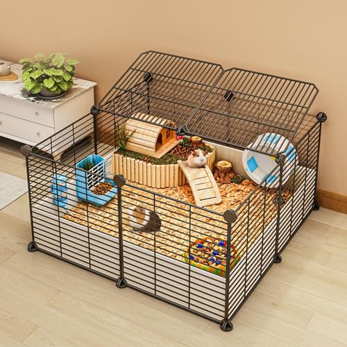 Generic Kleintier-Laufstall, Haustier-Laufstall mit hoher Schallwand, Käfig für Meerschweinchen, Welpenlaufstall, Hasenlaufstall, tragbarer Metalldraht, Hofzaun von Generisch