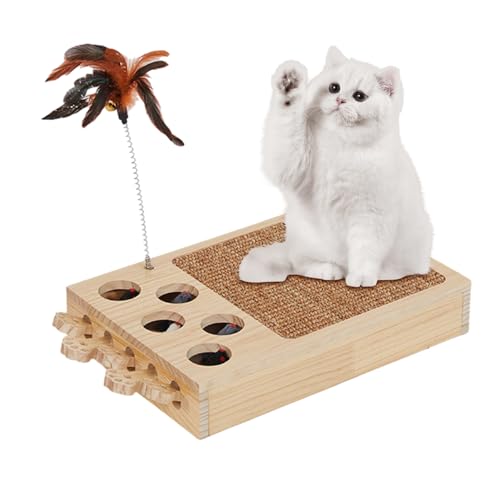 Generic Kratzpads für Indoor-Katzen, weiches Katzenkratzbrett Interaktiv, 2 in 1 Katzenspielzeug mit Whack Mole, lustige modische Katzenspielbedarf für Haustier-Kätzchen von Generisch