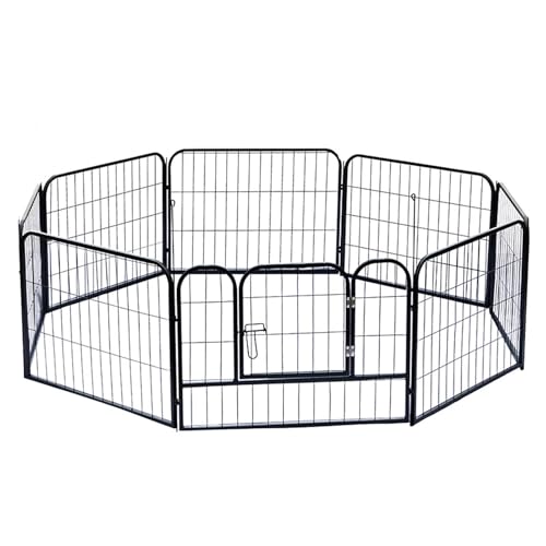Generic Laufstall für Hunde, zusammenklappbar, Metallzaun für Hunde und Katzen, 8 Paneele, Schwarz (60 x 80 cm), Grau/120 x 80 cm (H x B) von Generisch