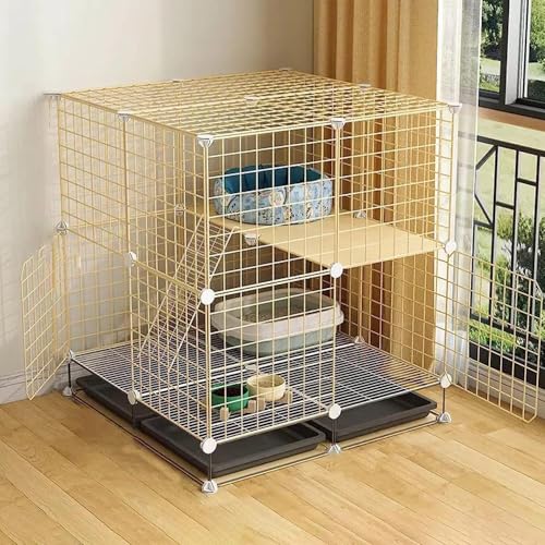 Generic Mall Tierlaufgitter Katzenkäfig, Metall, Kleintierkäfig, groß, für den Innenbereich, zusammenklappbar, für große Katzen, Zuhause, drinnen (Größe: 70 x 70 x 107 cm), Weisheit (71 x 71 x 82 cm) von Generisch