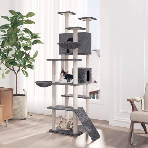 Generic Mehrstöckiger Kratzbaum mit Sisal-Kratzstämmen – Dunkelgrau 191 cm | Katzen-Aktivitätszentrum für Indoor-Katzen mit Höhlen & Leiter Generic Mehrstöckiger Kratzbaum mit Sisal-Kratzstämmen – Dunkelgrau 191 cm | Katzen-Aktivitätszentrum für Indoor-Katzen mit Höhlen & Leiter von Generisch