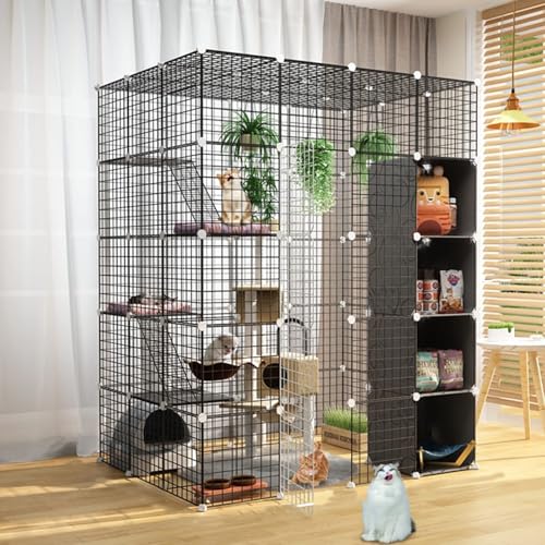 Generic Msuiiixcccc Katzenlaufstall, großer Metall-Katzenkäfig für kleine Haustiere, Kaninchen, Igel und Meerschweinchen (147 x 111 x 183 cm) von Generisch