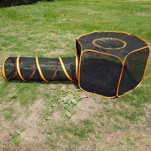 Generic Outdoor Katzengehege Tunnel – Tragbares Katzenhaus Pop-Up-Haustierzelt für Katzen, Kaninchen & Kleintiere – Spiel-Mesh-Zelt für den Außen-/Innen-Genuss (B) von Generisch