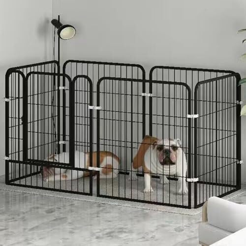 Generic Robuster Laufstall für Haustiere, 6 Paneele, für den Innen- und Außenbereich, ideal für große, mittelgroße und kleine Hunde (Schwarz, 200 x 100 x 120 cm) von Generisch
