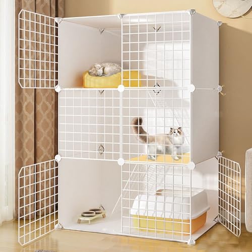 Generic Robuster Metall-Katzenkäfig – DIY Haustier-Laufstall für Katzen, Kaninchen, Hamster und Meerschweinchen mit Zugang zur Tür (C7-75 x 39 x 109 cm) von Generisch