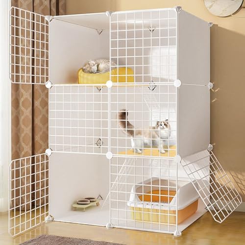Generic Robuster Metall-Katzenkäfig – DIY Haustier-Laufstall für Katzen, Kaninchen, Hamster und Meerschweinchen mit Zugang zur Tür (C8-75 x 49 x 109 cm) von Generisch