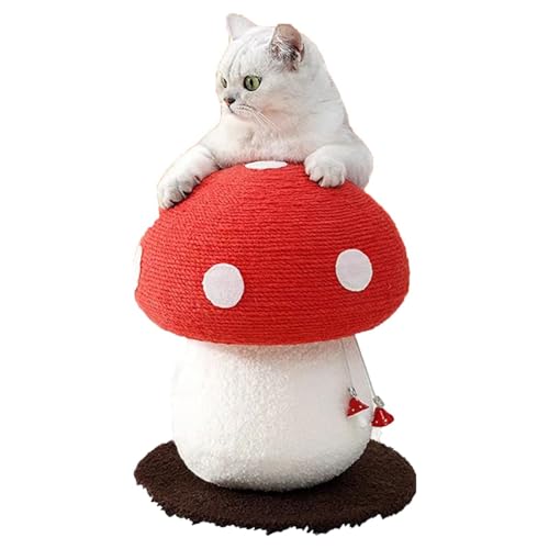 Generic Roter Pilz-Katzenkratzbaum, langlebiger natürlicher Sisal-Kratzbaum mit Anhänger, Indoor-Training, interaktives Spielzeug für Kätzchen, Katzen von Generisch