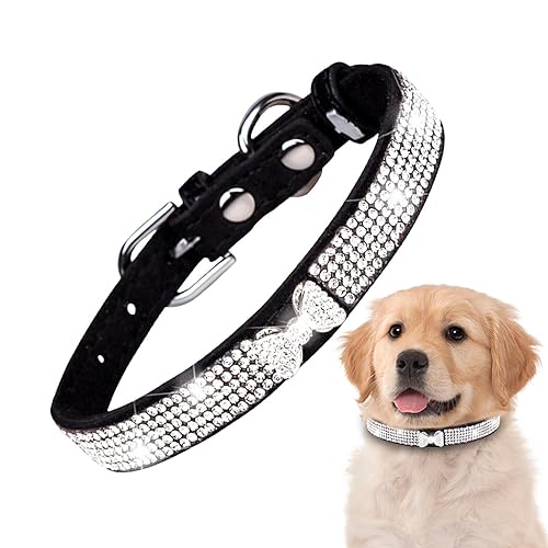 Generic Strass-Hundehalsband – Mikrofaser-Strasshalsband für Mädchen und Katzen, verstellbar, ausgefallenes Hundehalsband, weiches weibliches Hundehalsband, reißfestes Strass-Katzenhalsband für von Generisch