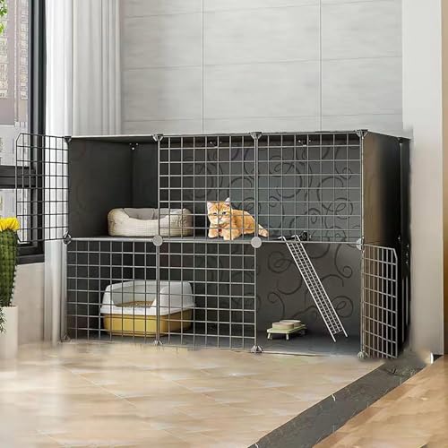 Generic Tragbarer Katzenlaufstall aus Metall, extra großes Katzengehege für kleine und mittelgroße Katzen (111 x 49 x 73 cm) von Generisch