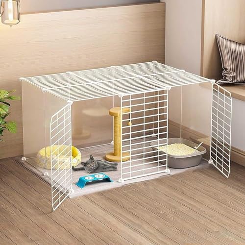 Generic Tragbares Katzenhaus und Laufstall, abnehmbarer Metall-Katzenkäfig für den Innenbereich, DIY-Katzengehege für kleine Hunde und Tiere (111 x 75 x 47 cm) von Generisch