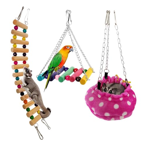 Generic Vogelsitzstangen, Plattformschaukel – Kletterspielzeug | Schnellverbindungs-Reißverschluss für Kleintiere Spielzeug langlebig mit Haken für Kleintiere von Generisch