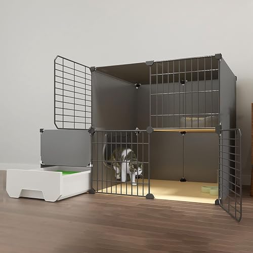 Generic bingomiynhg Katzenkäfig, Katzenlaufstall, großes DIY-Katzengehege, 1/2/3 Etagen, Kleintierzaun, Anti-Spring-Kätzchen-Box, Innenbereich, Haustierkäfige für Katzen, Kaninchen, Chinchilla von Generisch
