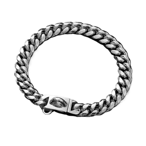 Generico 15 mm Kubanisches Edelstahlhalsband für Hunde – Modische Metallkette mit Schnalle für Hunde (Silber, 20 Zoll (51 cm) von Generisch