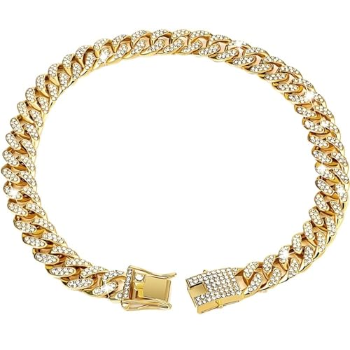 Generico Goldkette für Hunde – Metallkette für Haustiere für kleine, mittelgroße und große Hunde und Katzen – Zubehör für Haustiere (12 mm Gold, 26 Zoll (65 cm) von Generisch