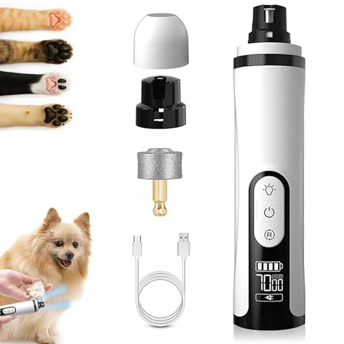 Generisch 2025 Upgraded Nail Grinder Cordless, Nail Trimmer for Dogs and Cats with LED Light & 3 Speeds, 2000mAh USB Rechargeable Dog Nail Trimmer for Thick Nails (1pc+1 Head) von Generisch